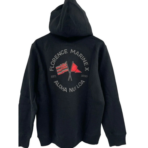 Florence Marine X Men's Nui Loa Hoodie Surf Sweatshirt Fleece Black Size Small - Picture 4 of 7